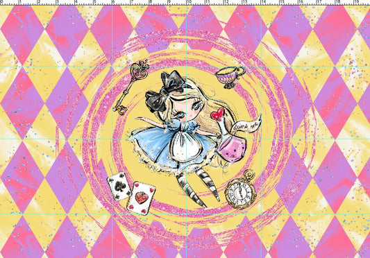 R107 Wonderland Tea Party - Panel 3 - Pastel Falling - adult