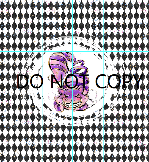 R107 Wonderland Tea Party - Panel 7 - Cat on Harlequin - ADULT