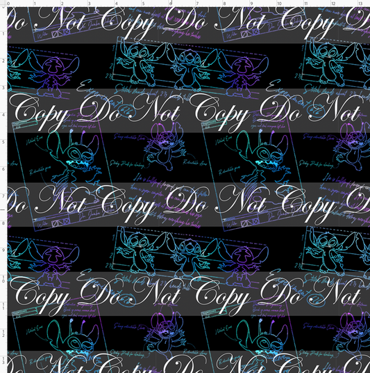 626 Doodle Disasters - Main - Blue Purple on black - regular scale