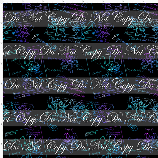 626 Doodle Disasters - Main - Blue Purple on black - small scale