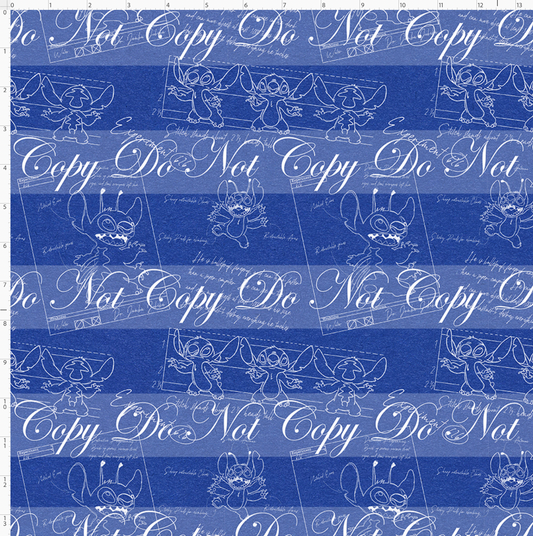 626 Doodle Disasters - Main - White on Heather Royal Blue - regular scale