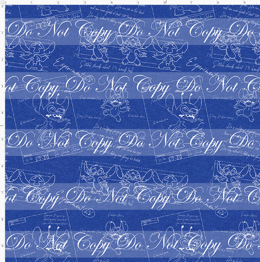 626 Doodle Disasters - Main - White on Heather Royal Blue - small scale