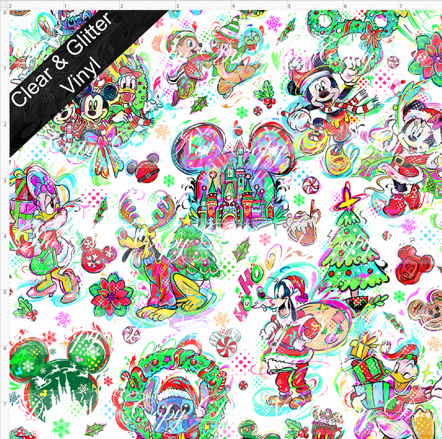 Artistic Christmas Town - Main - Small Scale - CLEAR & GLITTER VINYL