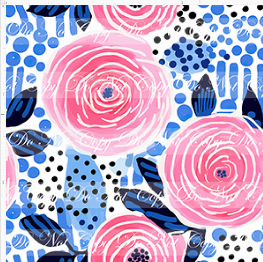 Bold Florals - PInk Roses & Dots - SMALL SCALE