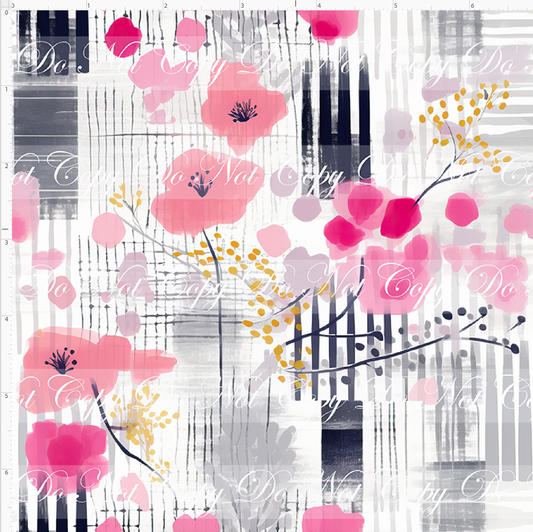 Bold Florals - Pink Flowers and Twigs - SMALL SCALE