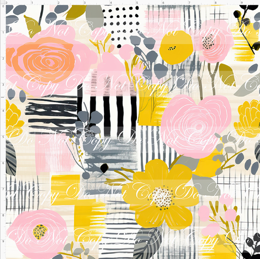 Bold Florals - Pink Peach Roses  - REGULAR SCALE