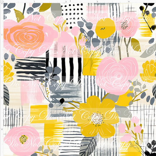 Bold Florals - Pink Peach Roses - SMALL SCALE