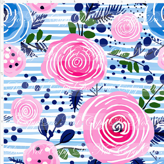 Bold Florals - Pink Roses & Blue Roses - REGULAR SCALE