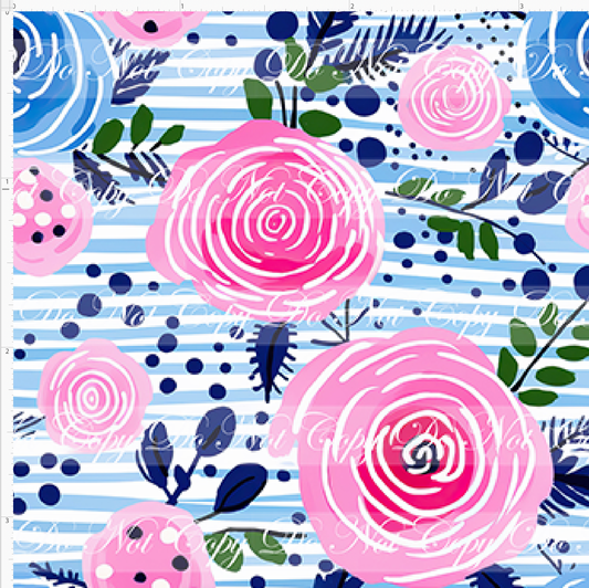 Bold Florals - Pink Roses & Blue Roses - SMALL SCALE