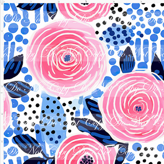Bold Florals - Pink Roses & Dots - REGULAR SCALE