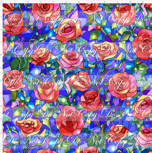 Castle of Roses - Stained Glass Roses - Regular Scale - Blue