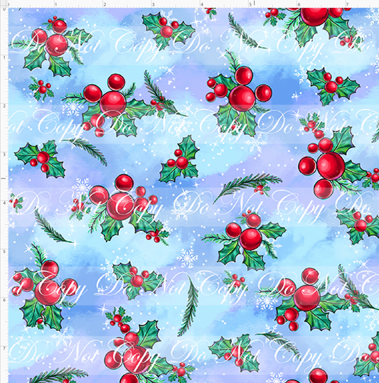 Christmas Globes - berries - light blue - small scale
