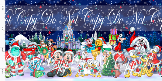 Christmas Globes - double border - Navy