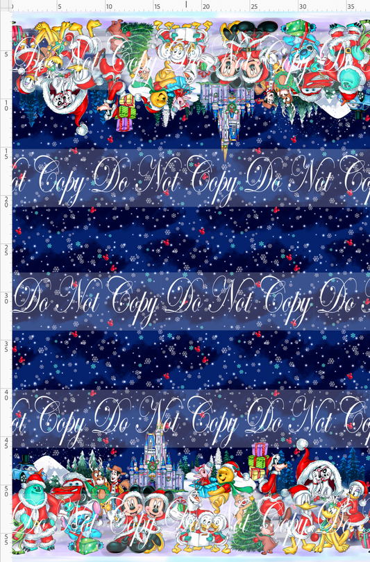 Christmas Globes - double border - Navy