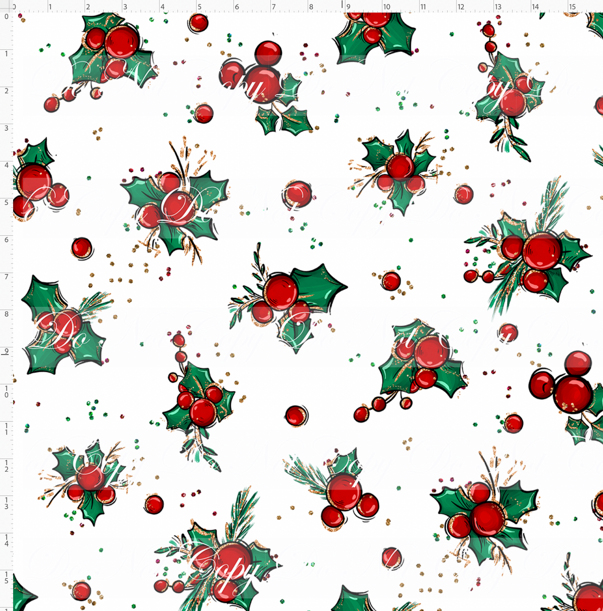 Christmas Mouse Classic - holly - white - large scale