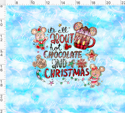 Christmas Mouse Favorite Doodles - Panel - Blue - Hot Cocoa - adult