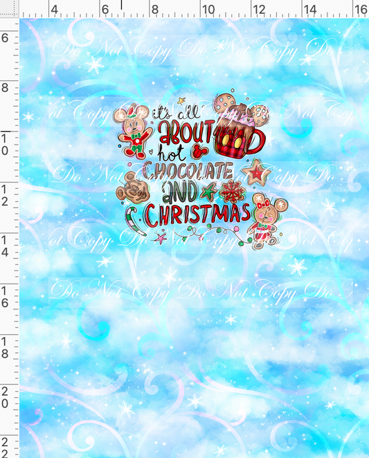 Christmas Mouse Favorite Doodles - Panel - Blue - Hot Cocoa - child