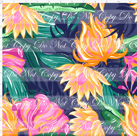 Citrus Bloom - Blooms on Navy - Regular Scale
