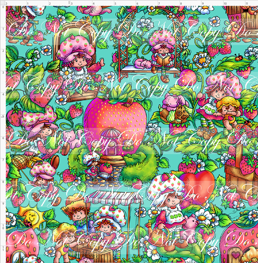 Down in the Strawberry Patch - Main Design - REGULAR SCALE - Teal
