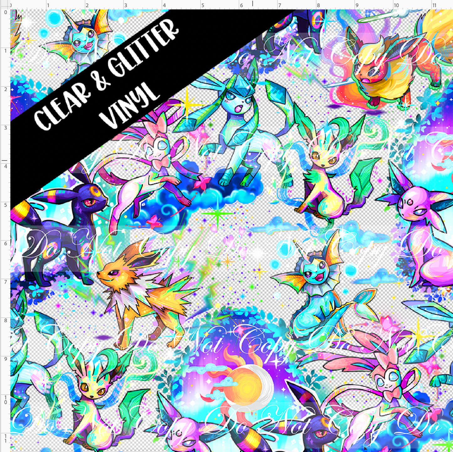 Elemental Critters - Evee - regular scale - CLEAR & GLITTER VINYL