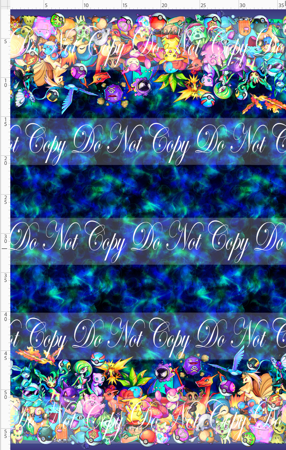 Elemental Critters - double border - blue green background