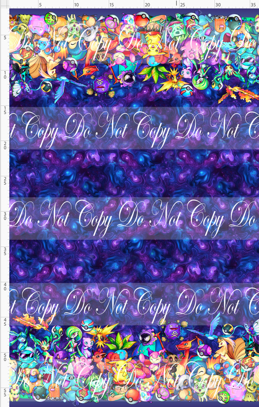 Elemental Critters - double border - navy purple background