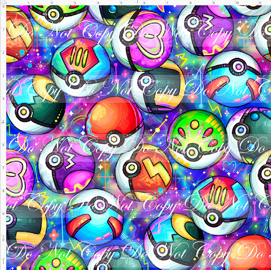 Elemental Critters - poke balls - pink blue background
