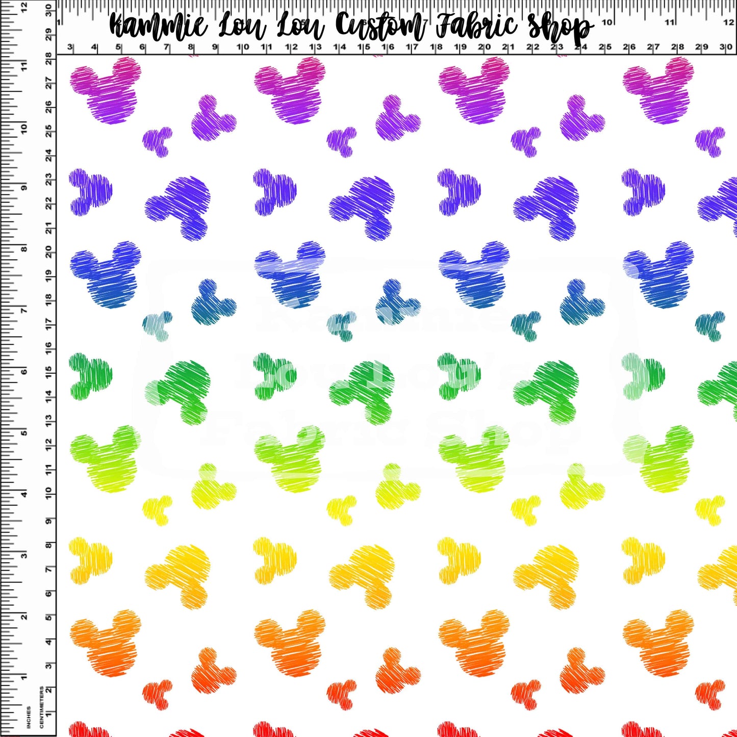 Endless Essentials Kammieland Most Requested - Primary Rainbow Sketchy Mouse Head Sihouette on White