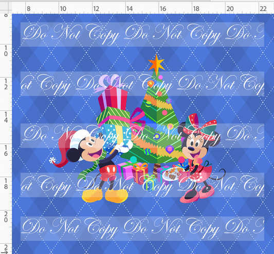 Festive Christmas - Panel - Mice - Cornflower - Adult