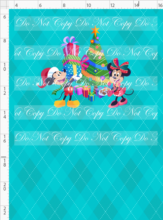 Festive Christmas - Panel - Mice - Turquoise - Child