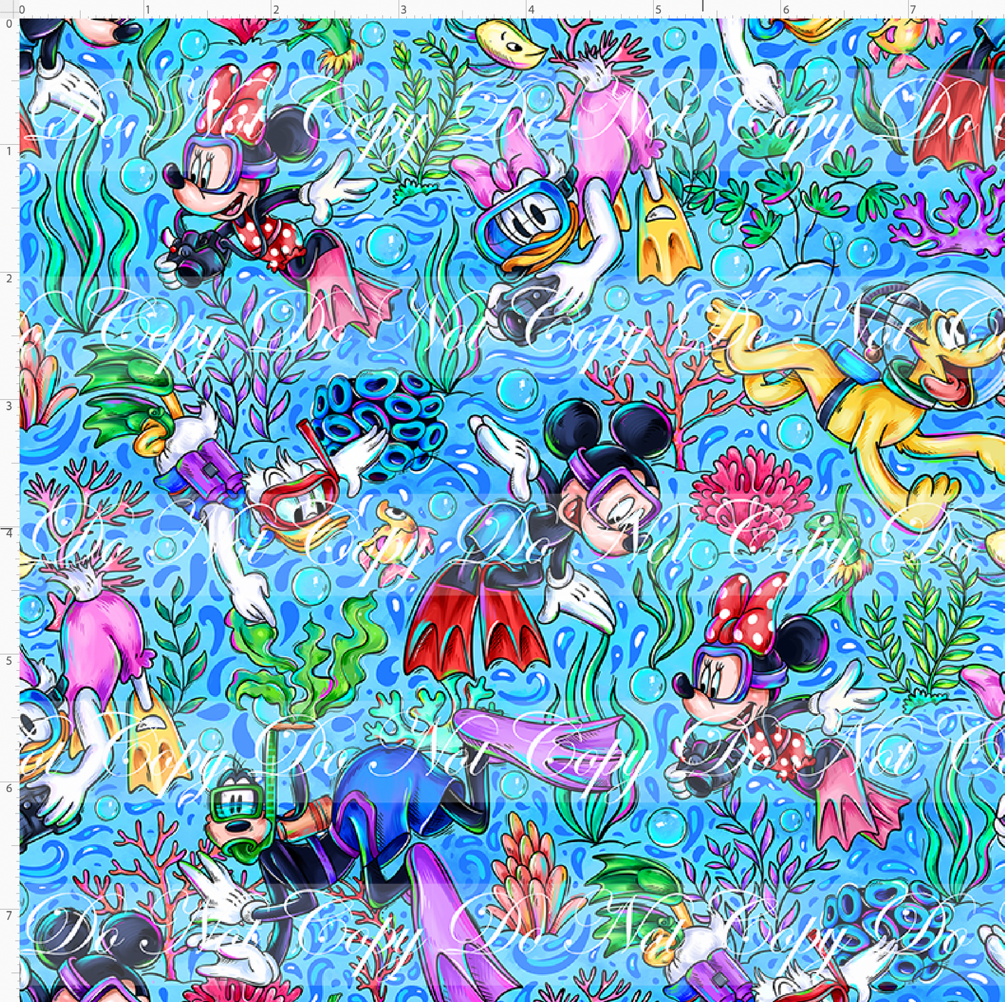 Fins and Friends - Friends with coral - light blue - small scale