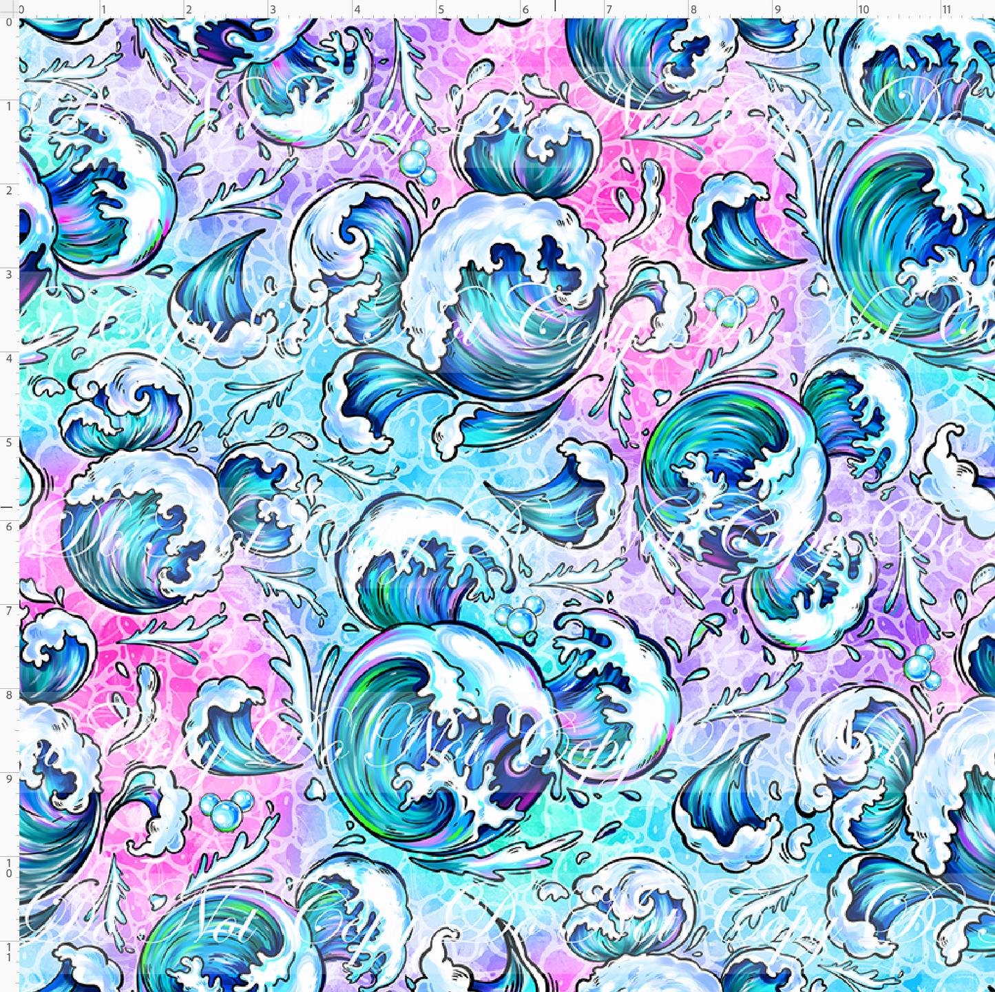 Fins and Friends - waves -pink