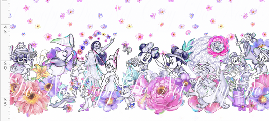 Flower Festival-double border-black and white characters
