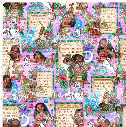 Heart of the Sea - words - Small Scale - peach purple background