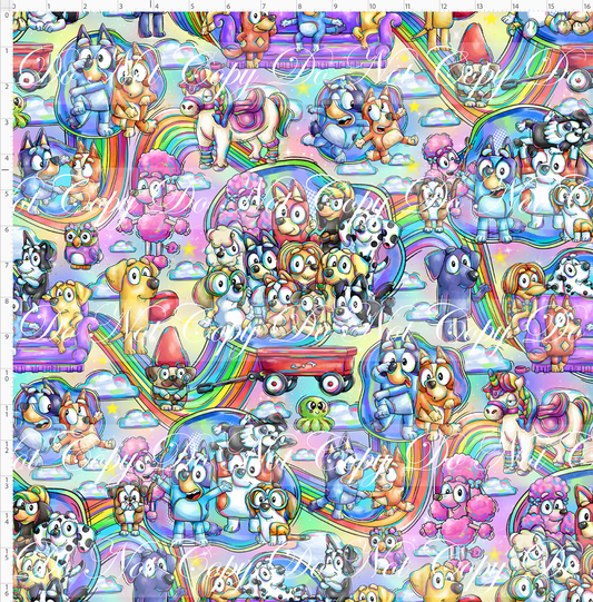 Heeler Hideaway - Characters and rainbows - Pastel Rainbow - large scale