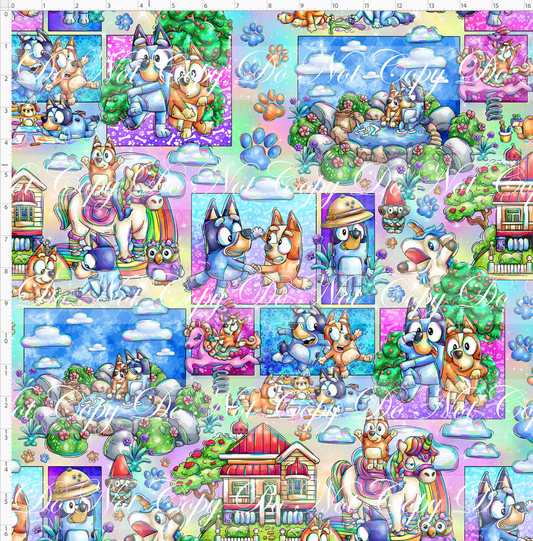 Heeler Hideaway - Characters in Squares - Pastel Rainbow - regular scale
