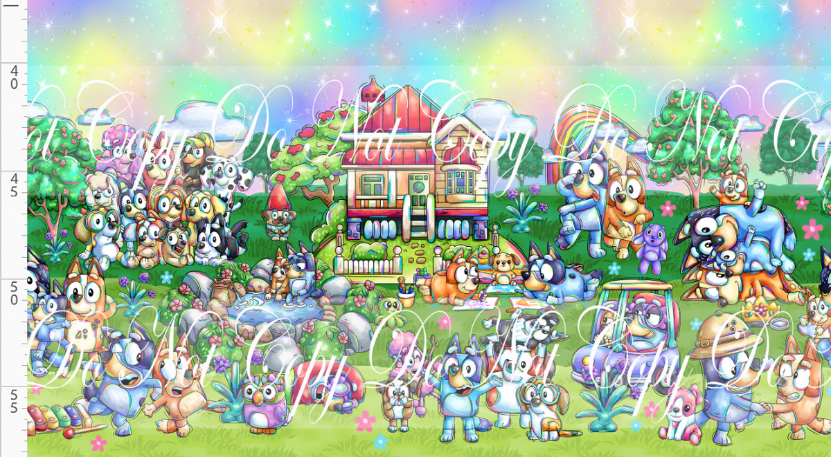 Heeler Hideaway - Double Border - Pastel Rainbow