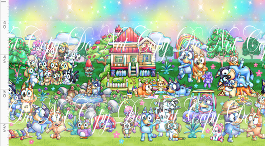 Heeler Hideaway - Double Border - Pastel Rainbow