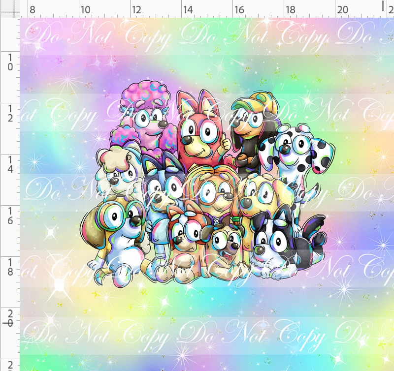 Heeler Hideaway - Panel - Group - Pastel Rainbow - adult