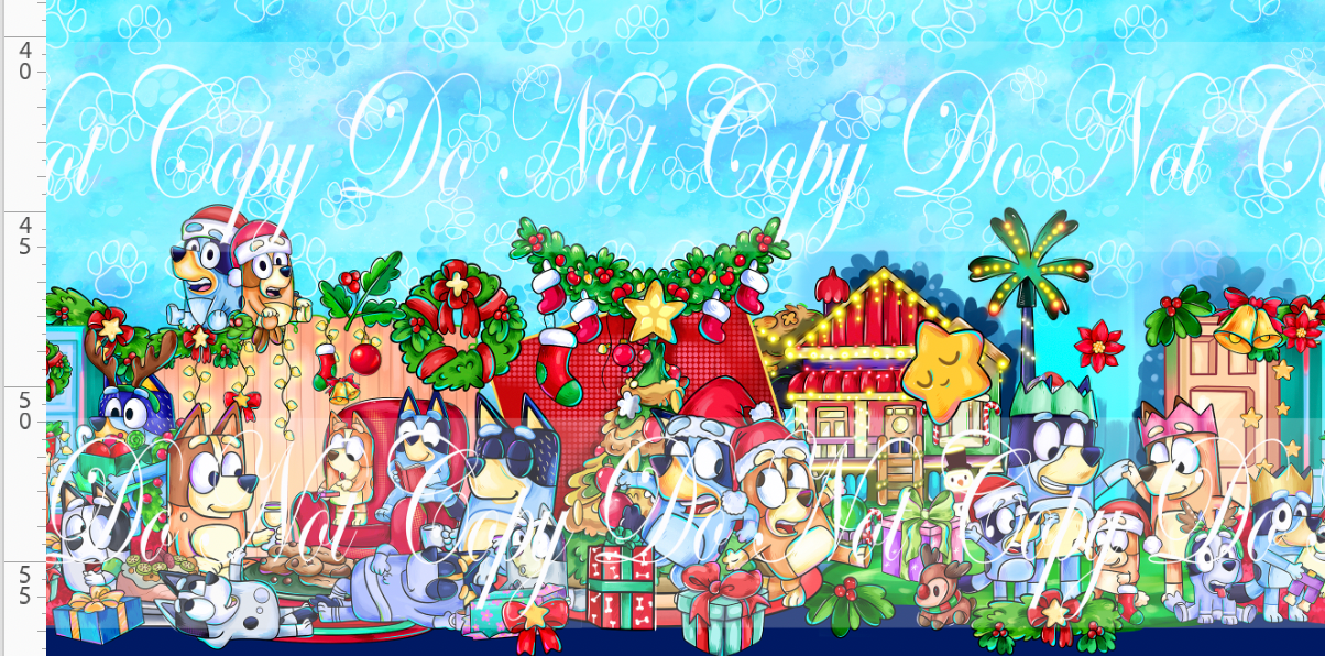 Heeler Holidays - double border - sky blue