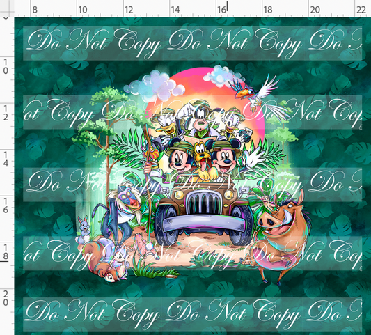 Jungle Journey - Panel - Jeep Ride - ADULT - Green Leaves