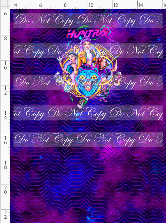 KPOP Huntrix - Panel - CHILD - 3 girls with elements - Purple Blue
