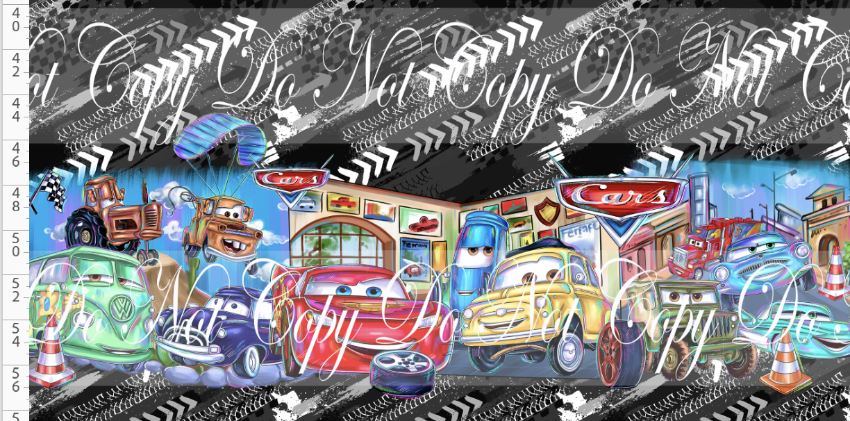 Lightening Cars-Double Border-black white