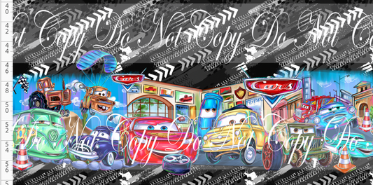 Lightening Cars-Double Border-black white