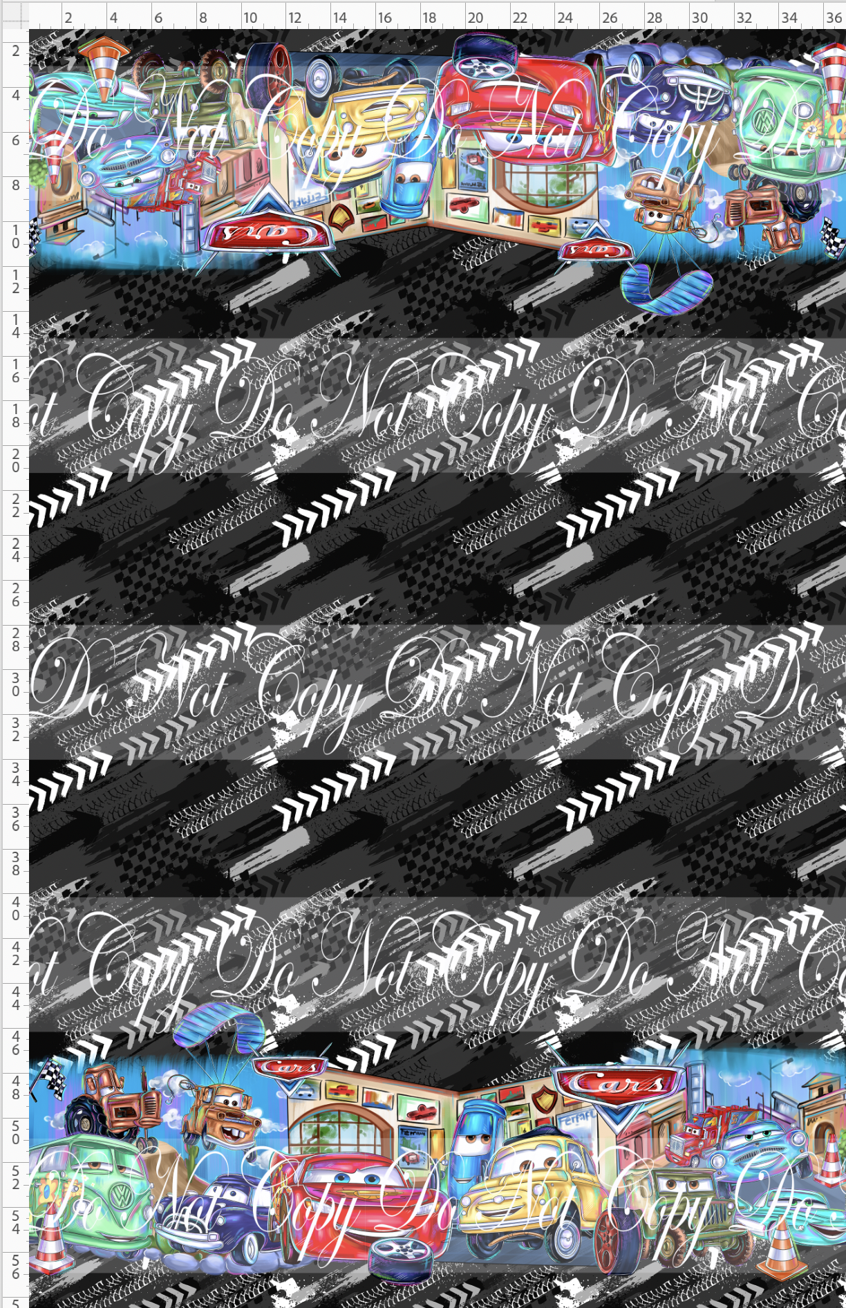 Lightening Cars-Double Border-black white