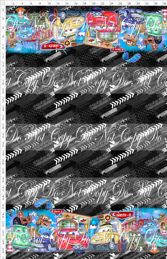 Lightening Cars-Double Border-black white