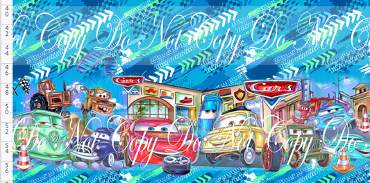 Lightening Cars-Double Border-blue