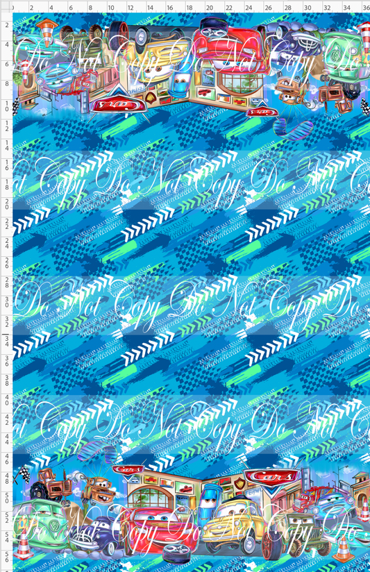 Lightening Cars-Double Border-blue