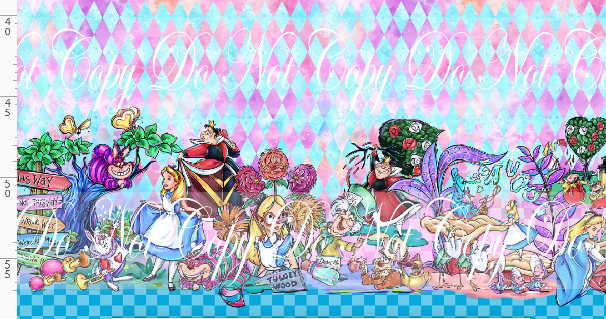 Lost in Wonderland-Double Border-pink blue