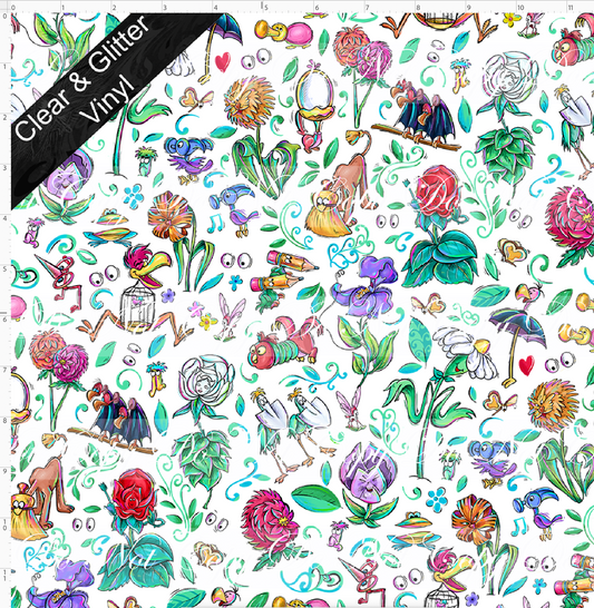 Lost in Wonderland-Flowers-Regular scale-CLEAR & GLITTER VINYL